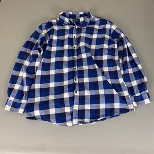 Croft & Barrow Flannel Shirt Men's XXL Blue White Plaid Long Sleeve Casual‎